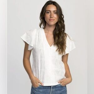 NWT Trovata Angela Flutter Sleeve Blouse in White